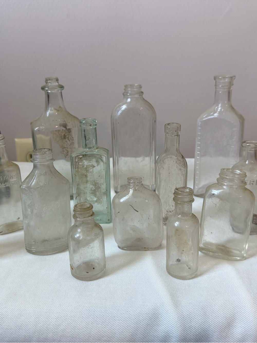Vintage Glass Bottle Lot Apothecary Medicine & Utility Bottles 14 Pieces